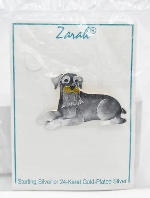 NEW Zarah Sterling Enamel Schnauzer Terrier Dog Pin Brooch • $29