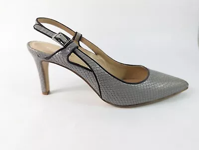 Mint Velvet Grey Leather Slingback Shoes Uk 5 Eu 38 • £28.99