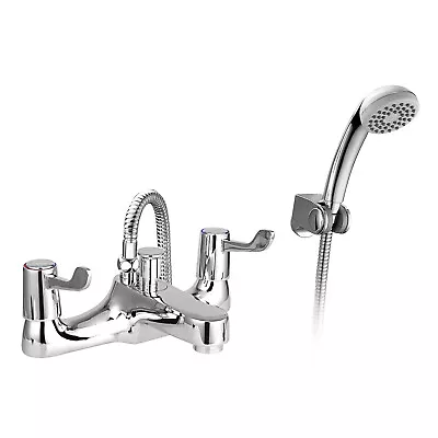 Contemporary Chrome Bath Shower Mixer Tap & Handheld Kit • £49.99