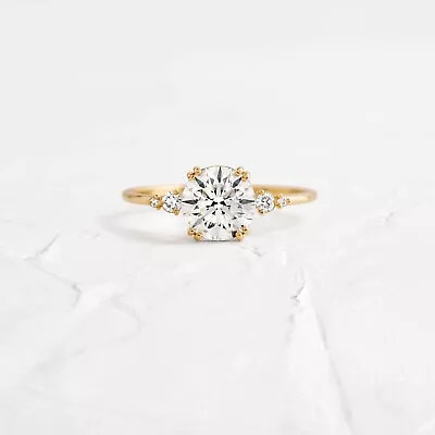 2.02 Ct E-Color VS2 Round Cut Lab Grown Diamond Ring 14k Yellow Gold • $3952