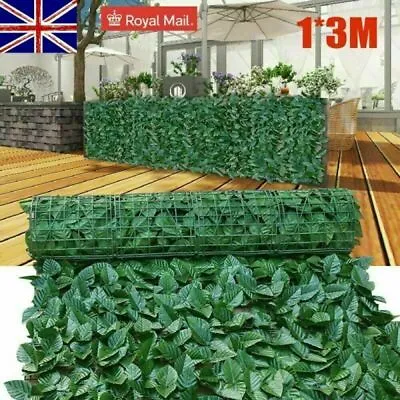 3M Artificial Hedge Fake Ivy Leaf Garden Fence Roll Privacy Screen Balcony Cover • £7.99