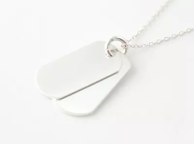 Mens Sterling Silver Double Compact Dog Tag Necklace Free Customised Engraving • £34.95