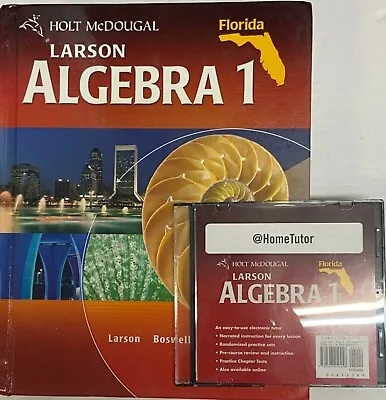 Larson Algebra 1 Student Textbook & Home Tutor CD-Rom Florida Bundle Homeschool • $10