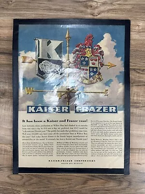 1947 Kaiser Frazer Car Willow Run Sales Automobiles Crest Vintage Print Ad • $12.99