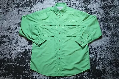 L.L Bean Shirt Adult Medium Green Button Down Fishing Outdoor Long Sleeve Mens • $15.77