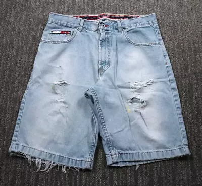Tommy Hilfiger Jeans Vintage 90's Denim Thrashed Shorts Grunge Skater Men's 34 • $29.77