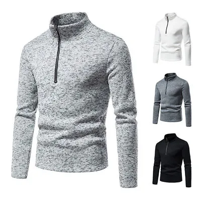 £8.87 • Buy Men Zip High Neck Shirt Golf Business Long Sleeve Sweater Jumper Pullover Winter