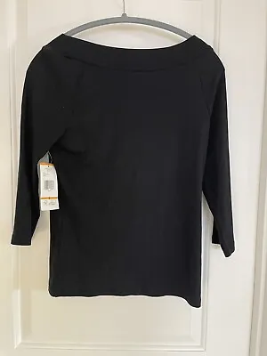 Jones New York Black T Shirt Marilyn Monroe Neckline NWT Size Small • $14