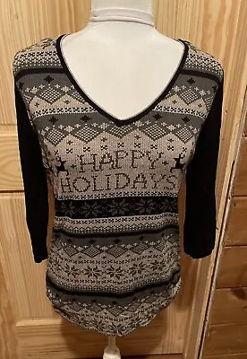 Vanilla Sugar Women's  Happy Holidays  MultiColor Top Size Medium ~ EUC • $13.99