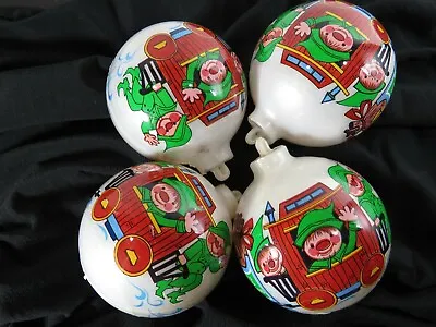 4 Vintage Bradford Santa Express Christmas Ornaments Lot Shatterproof B3594 • $5.38