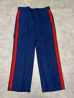 USMC Marine Corps Dress Blues Men 35R Hemmed Blood Stripe NCO Wool Trousers K-81 • $39.99