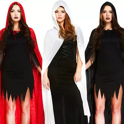 Long Velvet Cape Adults Fancy Dress Halloween Vampire Ladies Costume Accessories • £8.99