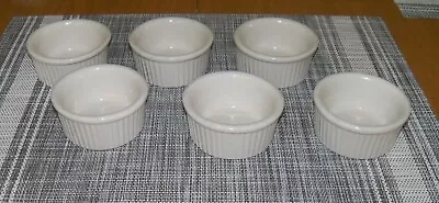 Set Of 6 Vintage Bel-terr Stoneware Usa White  Custard Dish Ramekins 3-3/8  Dia • $20