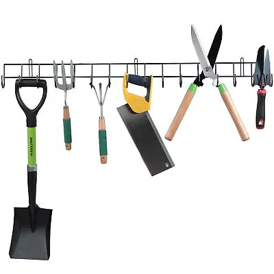 Garden Tool Wall Mounted Storage Rack Hook Holder Extra Long Shed Tidy Rail • £12.90