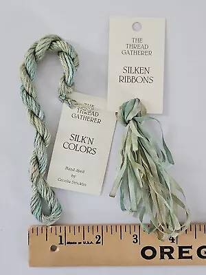 Thread Gatherer 12-Ply Silk 'n Colors 6yd & Silken Ribbons 4yd MAIDENHAIR FERN • $13.90