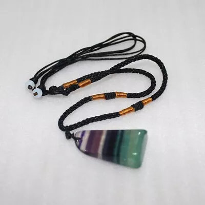 5x Natural Rainbow Fluorite Quartz Crystal Geometry Stone Pendant Necklace Gift • £14.10