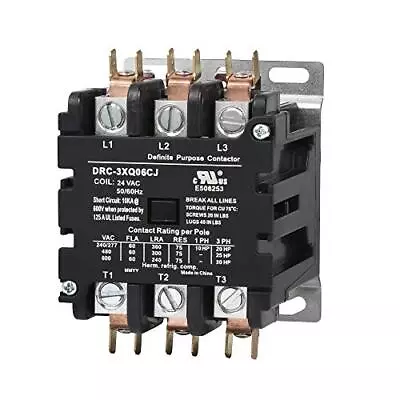 Controls 3 Pole 220v 240V Coil 3 Pole 60 Amp Contactor 42EF35AG Equivalent DP... • $96.78