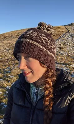 £19.99 • Buy Hand Knitted Winter 100% Wool Bobble Hat Unisex Pachamama Black 