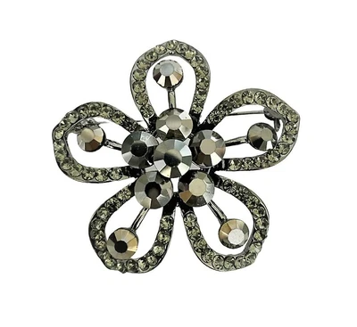 £6.85 • Buy Black Hematite Flower Crystal Brooch Pin Scarf Women Wedding Prom Dress Bouquet