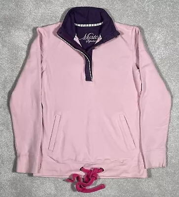 MUSTO SIGNATURE Cotton Pink Buttoned Collar Sweatshirt Women’s Size 10 Pocket • £12.49
