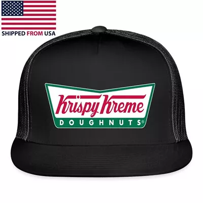 Krispy Kreme Doughnuts Logo Black Adjustable Trucker Hat Cap Adult Size • $24.99