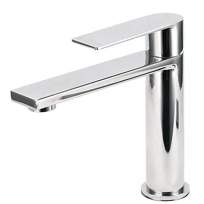 WELS Chrome Polish Thin Bathroom Round Basin Mixer Vanity Sink Tap Square Spout • $65