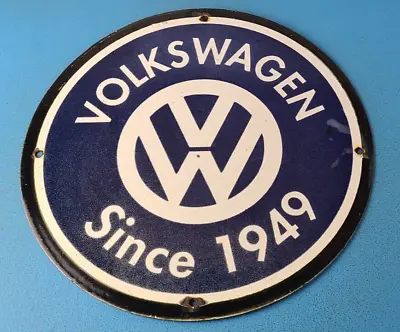 Vintage Volkswagen Sign - Porcelain VW Automobile Dealership Sales Gas Pump Sign • $144.47