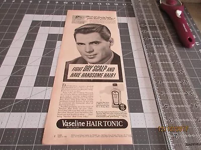 1941 Vaseline Hair Tonic Dry Scalp Handsome Hair Vintage Print Ad • $7.19