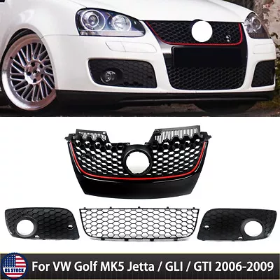 $80.74 • Buy Front Honeycomb Grille Black W/ Red Trim For VW Golf MK5 Jetta/GLI/GTI 2006-2009