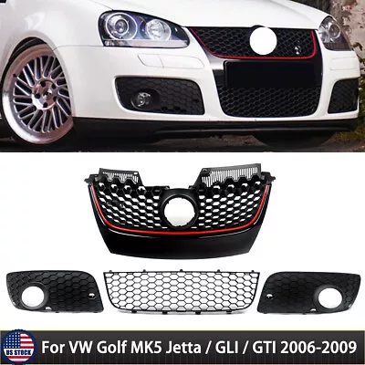 Front Honeycomb Grille Black W/ Red Trim For VW Golf MK5 Jetta/GLI/GTI 2006-2009 • $78.99