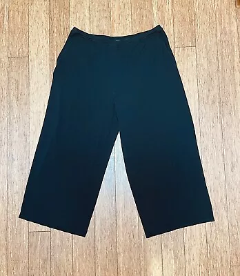 J Jill Wearever Pants Black Wide Leg Cropped Stretch SIZE Large • $18