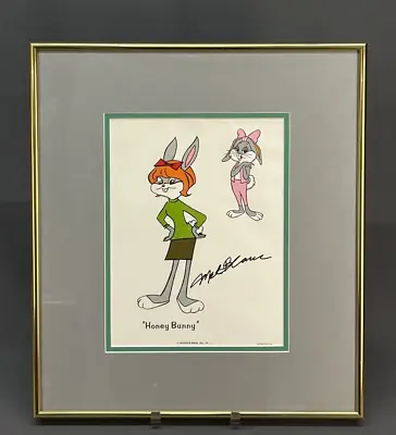 Mel Blanc Signed & Framed HONEY BUNNY Looney Tunes Print C. 1960’s ~ 17  X 15  • $423.50