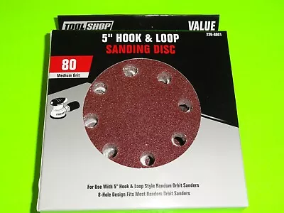 $9.97 • Buy 30 PACK 5  80 MEDIUM Grit 8-Hole Hook & Loop Sanding Disc Paper Orbital Sander