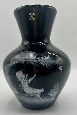 Westmoreland Black Mary Gregory Girl On Swing 7.5 Inch Vase With Sticker • $19.99