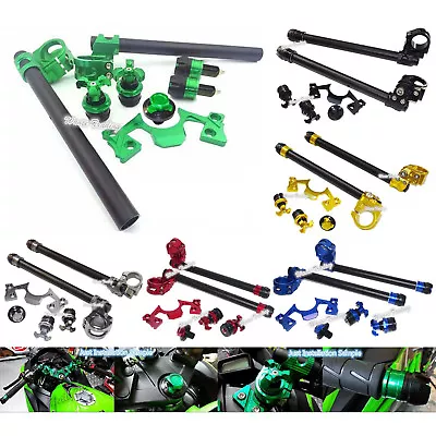 $93.51 • Buy Adjustable Handlebars Clip-On Clamp Set For KAWASAKI Ninja 250R 300 EX 2008-2017