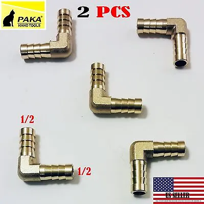 $8.99 • Buy 2 PC - 1/2 HOSE BARB ELBOW 90 DEGREE Brass Pipe Fitting UNION Gas Fuel Water Air