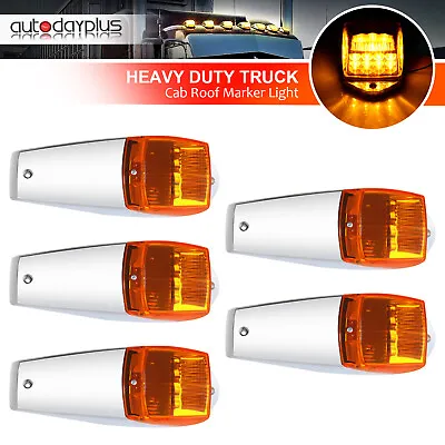 5x Amber 17 LED Chrome Cab Roof Marker Light For Peterbilt Kenworth Freightliner • $49.49