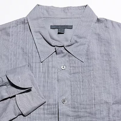 John Varvatos Collection Shirt Men's XL French Cuff Ruffle Gray Long Sleeve • $14.98