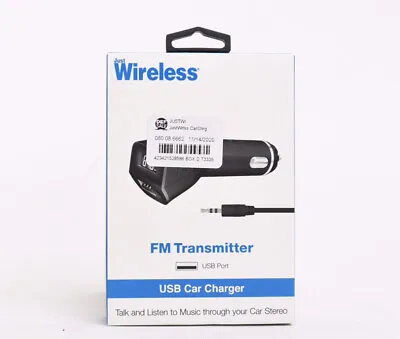 Just Wireless FM Transmitter & Dual Port Car Charger - Black • $10.99