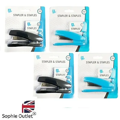 2 X SMALL STAPLER & 500 STAPLES Desktop Office Desk Work School Stationery Set • £8.35