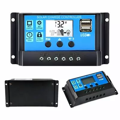 12V 24V Solar Charger Controller 20A Car Battery Charge PWM USB Off Grid Home RV • £11.51