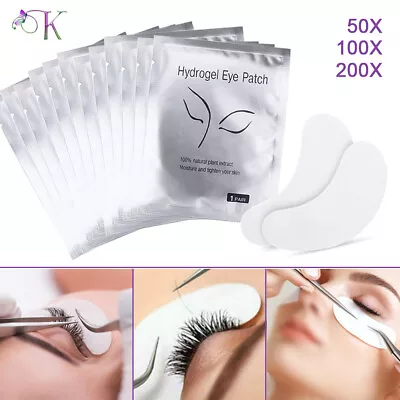 £6.99 • Buy 200 Pairs Eyelash Extensions Pads Under Eye Lash Gel Lint Free Eye Patches Pads