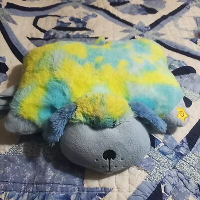 My Pillow Pets Glow Pet Light Up Colorful Camo Blue Dog 15  Pastel Yellow & Blue • $17