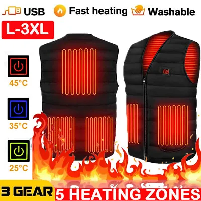 $23.59 • Buy Heated Vest Warm Winter Electric Jacket With Battery Pack Heating Coat Thermal