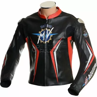 MV AGUSTA Sports Red Black Genuine Leather Motorcycle Biker Jacket EU54 42  BNWT • $217.80