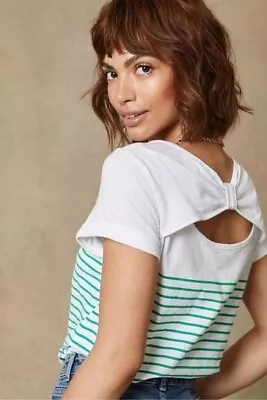 Mint Velvet Green Striped Bow Back T-Shirt Size M BNWOT • £7.99