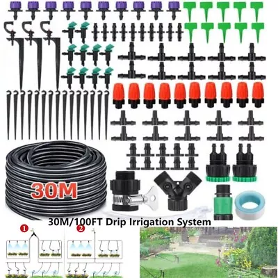 30M/100FT Drip Irrigation System 153Pcs Garden Micro Automatic Irrigation Kit UK • £13.90
