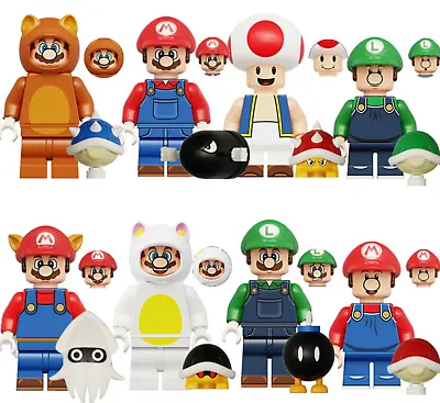 8Pcs Super Mario Minifigures Assembled Building Blocks Figures Kids Toys Gifts` • £12.98
