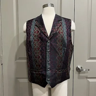 Vintage WAH Maker Large Frontier Clothing Rodeo Cowboy Western Vest FLAWS READ! • $14.95