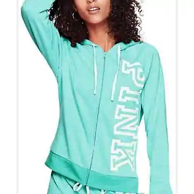 Victoria’s Secret PINK Perfect Full Zip Sweatshirt Hoodie Aqua LARGE SH195 • $25